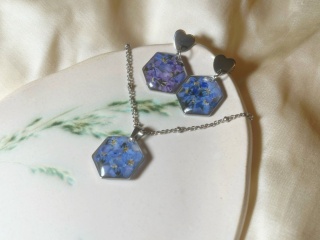 Komplet biżuterii z niezapominajkami