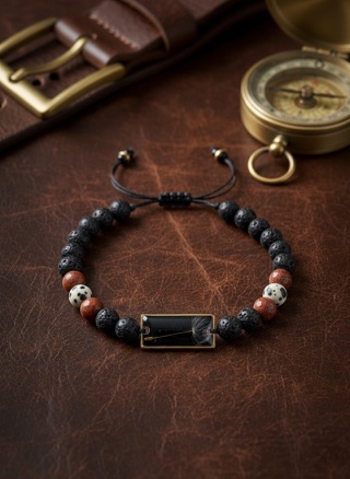 Męska bransoletka z dmuchawcem i kamieniami