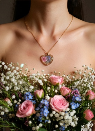 Naszyjnik Serce z kwiatami