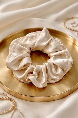 Jedwabna gumka do włosów scrunchie 100% jedwab – luksusowa i delikatna