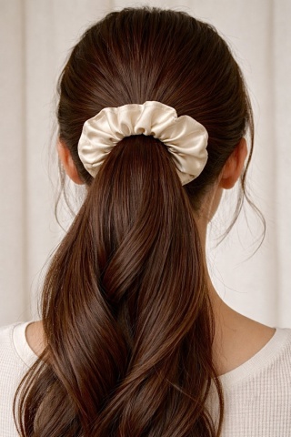Jedwabna gumka do włosów scrunchie 100% jedwab – luksusowa i delikatna