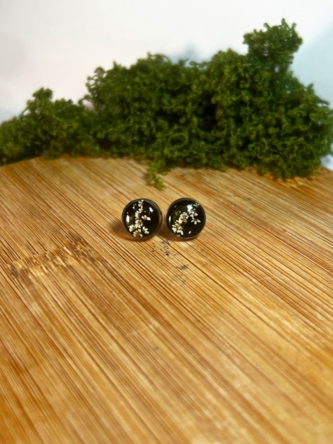 Kolczyki wkrętki dzika marchew na czarnym tle 8 mm