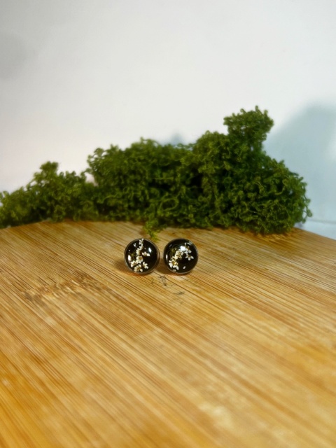 Kolczyki wkrętki dzika marchew na czarnym tle 8 mm