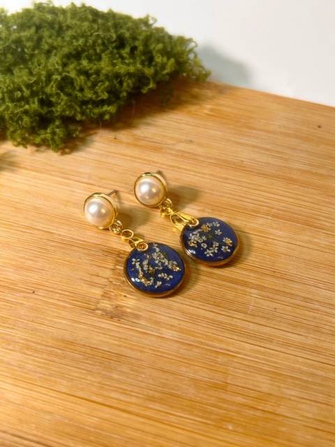 Biżuteria z naturalnymi kwiatami dzikiej marchwii stal chirurgiczna