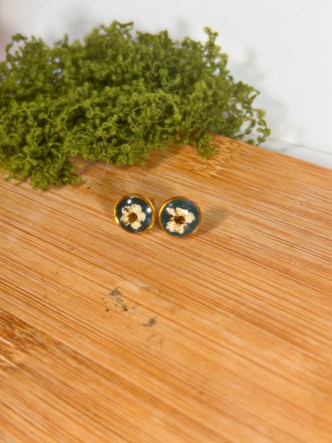 Kolczyki z tawułą w żywicy butelkowa zieleń