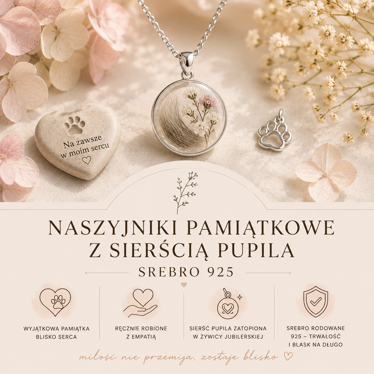 Biżuteria pamiątkowa z sierścią psa lub kota – wyjątkowa pamiątka blisko serca